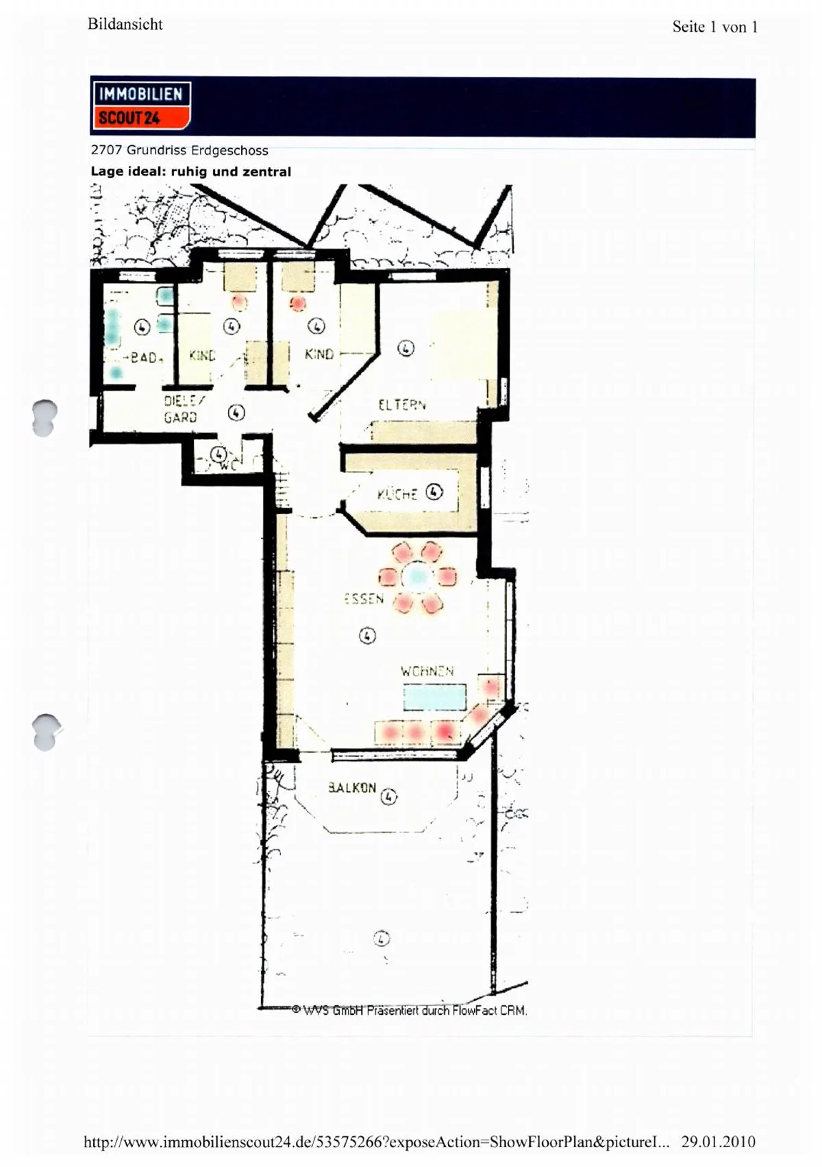 Erste Seite des Grundrisses der Wohnung in der Luzernestraße 10
